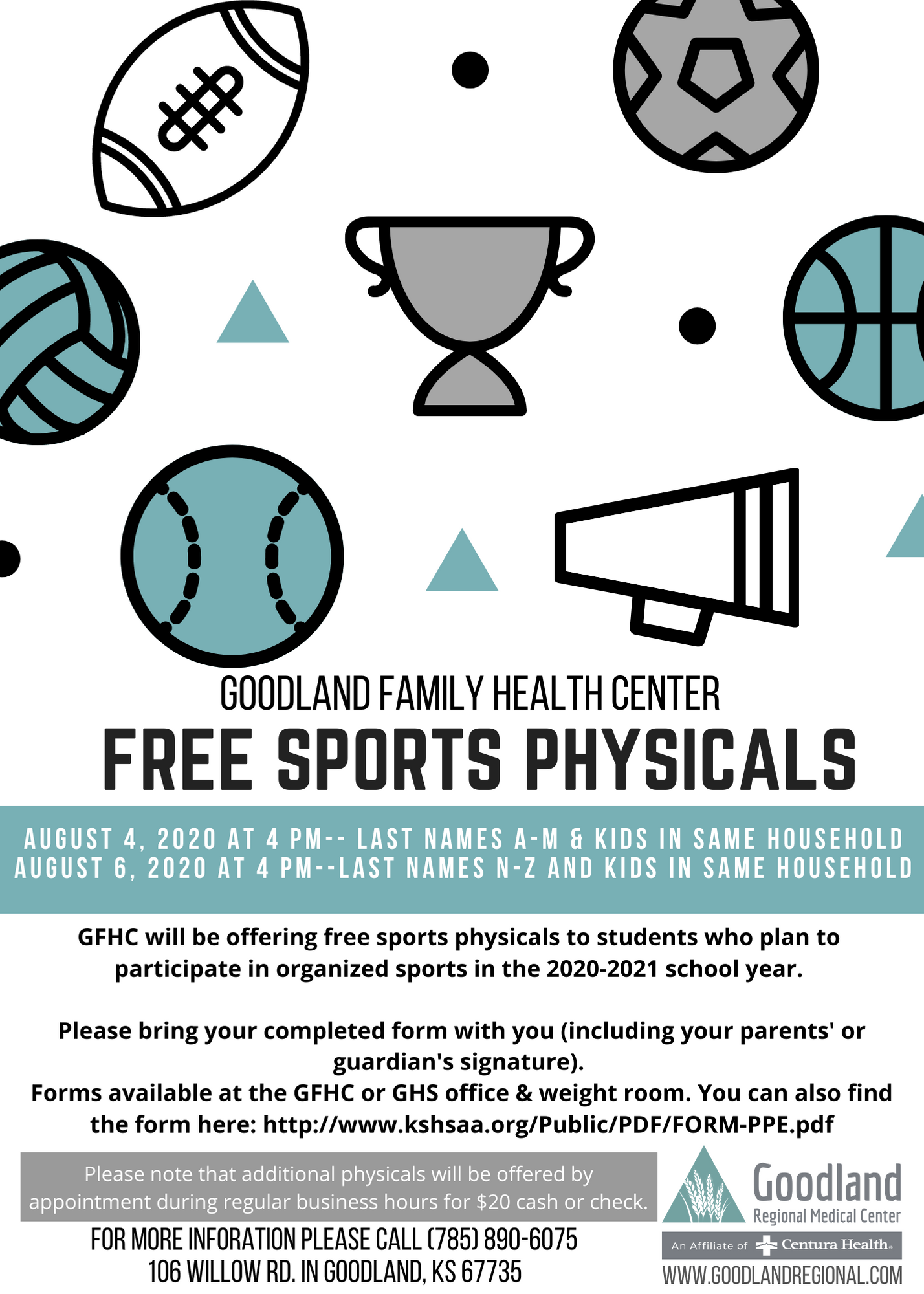 Free Sports Physicals Offered August 4th and August 6th! Goodland